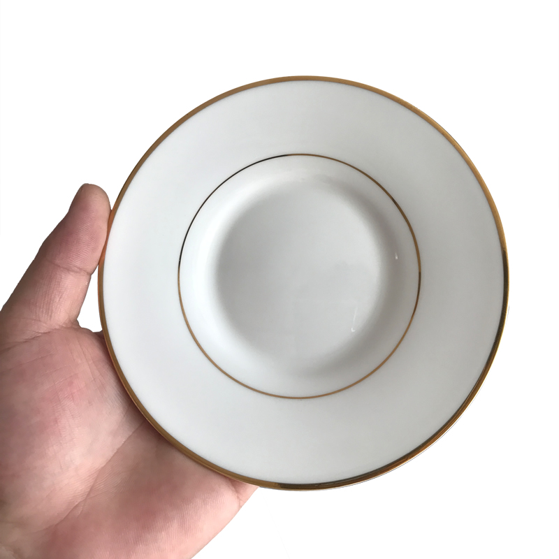骨瓷金边杯托陶瓷杯垫带窝盘子白色茶杯杯垫咖啡杯碟子银色小盘子 - 图3