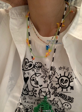 小鱼串珠长项链海洋风