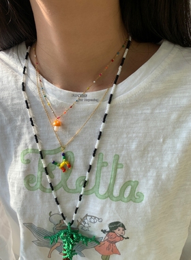 彩色手工琉璃小众设计蘑菇项链