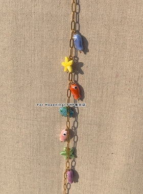 陶瓷钛钢彩色海洋生物项链