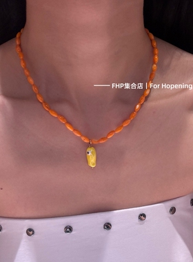 彩色贝壳小鱼串珠项链海岛度假风