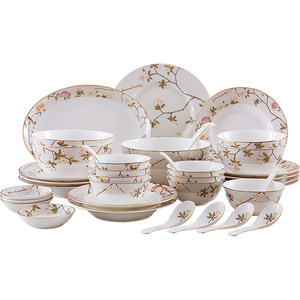 多样屋喜上眉梢碗碟餐具套装家用组合欧式新骨瓷碗盘陶瓷碗碟盘子