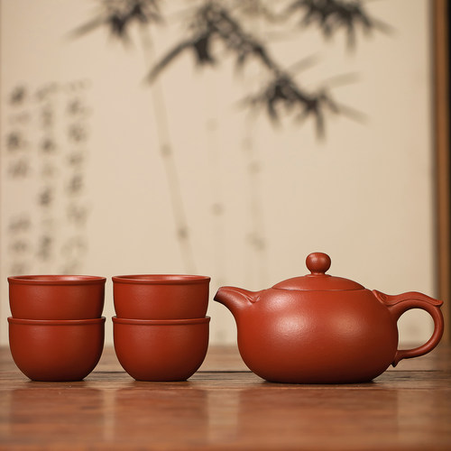 宜兴紫砂壶如意西施原矿朱泥可提可转凤鸣全手工茶具高端家用泡茶 - 图3