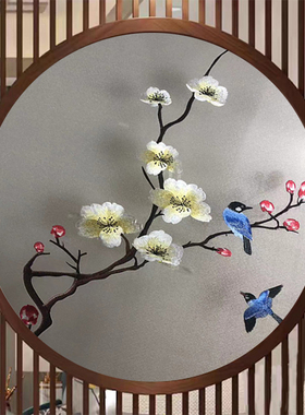 新中式双面刺绣画芯精品牡丹葫芦聚财入户玄关屏风隔断装饰画挂画