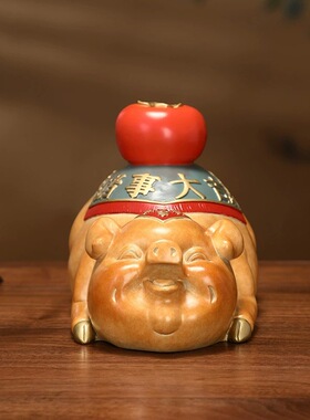 诸事大吉黄铜创意彩绘摆件吉祥如意店铺开业乔迁送礼客厅铜装饰品