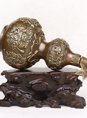 摆件纯铜仿古风开口葫芦工艺礼品