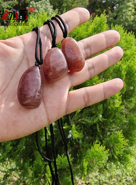 1件招桃花/草莓晶礼物 正品天然草莓晶原石项链 原创水晶饰品女