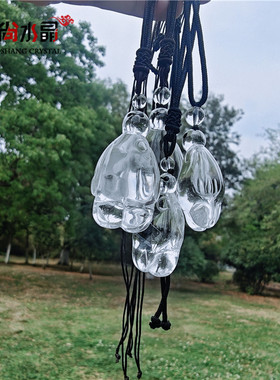 白水晶大白吊坠男女可戴卡通人物雕刻大白吊坠男女白水晶项链