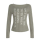 Korean style lazy letter print slanted shoulder T-shirt for women
