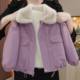 Girls' 2024 new winter jackets, velvet and thickened children's style cotton coats, Korean style pie jackets, cotton coats
