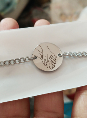 手链圆牌钛钢刻字定制钛金走失