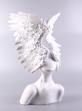 翅膀人像雕塑北欧创意抽象摆件现代人物艺术装饰品样板间居家软装