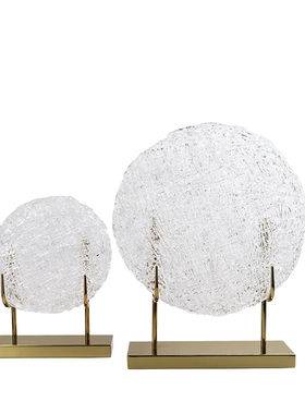 现代轻奢样板房间酒店销售中心玻璃金属软装摆件新中式客厅摆设