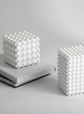 简约现代风格方形白色树脂摆件家居软装样板间装饰电视柜桌面摆设