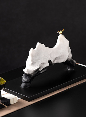 新中式禅意假山雕塑样板间电视柜摆件客厅书房办公室玄关软装饰品