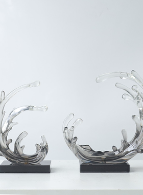 海浪创意树脂透明玄关家居摆件电视柜桌面酒柜客厅办公室软装饰品