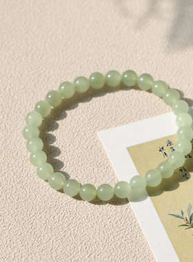 天然和田玉6mm晴水色圆珠手链