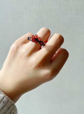 中国风纯手工制作琉璃戒指女首饰小红书同款小众首饰礼物可定制