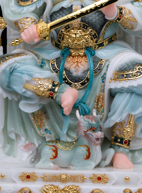 雷祖神像汉白玉雷声普化天尊摆件