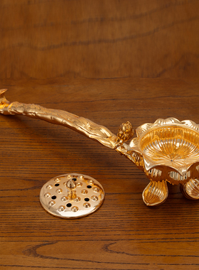 康盛黄铜佛具摆件中式莲花手炉