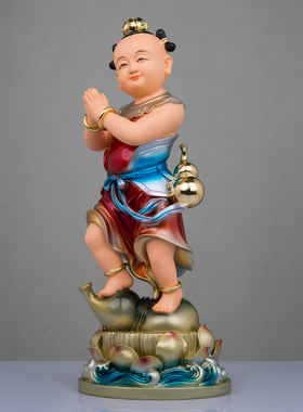 树脂彩绘家用道家童子玉女像