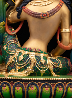 康盛黄铜供奉摆件中式思维观音像