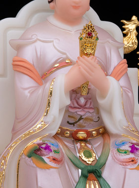 康盛汉白玉国风摆件中式碧霞元君