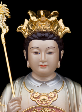 康盛纯铜贴金彩绘玉帝王母神像