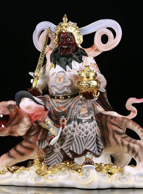 赵公明汉白玉供奉玄坛摆件武财神