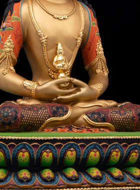 康盛黄铜供奉摆件中式无量寿佛像