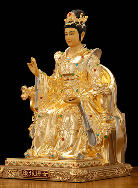 纯铜女蜗娘娘神像家用工艺品摆件