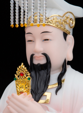 紫薇大帝神像树脂汉白玉彩绘家用