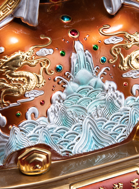 康盛纯铜供奉摆件广济龙王神像