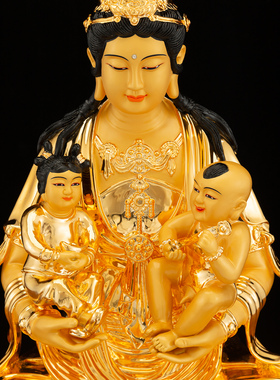 纯铜送子观音佛像客厅中式工艺品