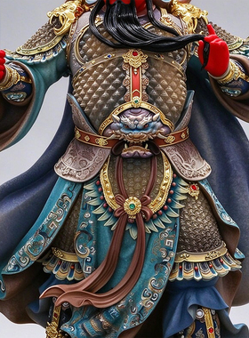 汉白玉关公立刀站像中式供奉摆件
