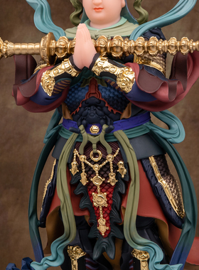 汉白玉彩绘韦陀菩萨佛像供奉摆件