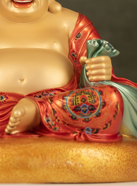 铜雕彩绘弥勒佛摆件家居开业供奉