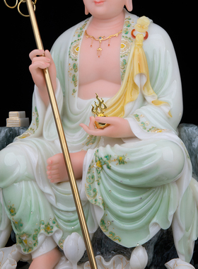 康盛用汉白玉地藏王佛像摆件