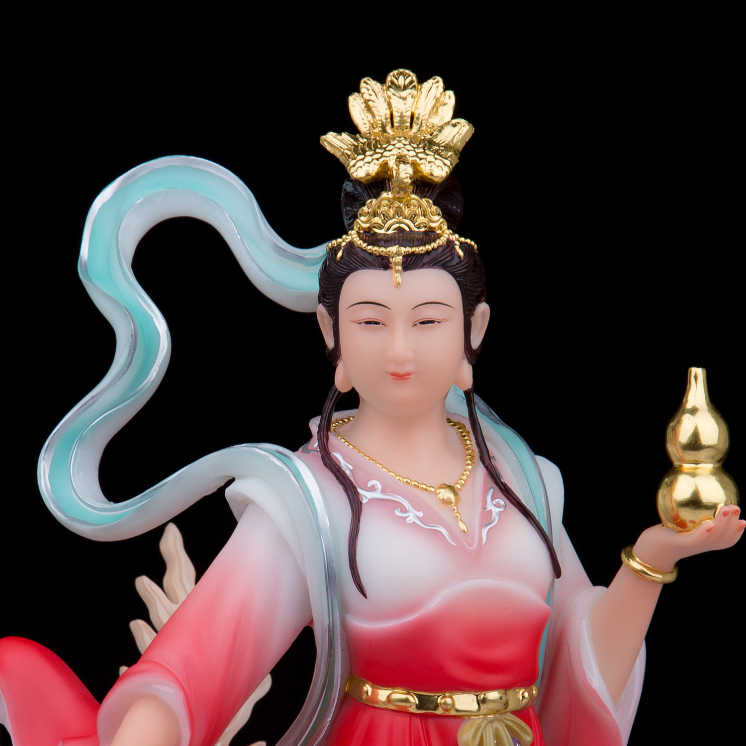 汉白玉九天玄女神像踏凤九天玄母天尊飞天玄女娘娘家用客厅摆件