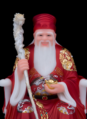 汉白玉土地公土地婆摆件