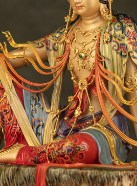 台湾珐琅彩纯黄铜水月观音像