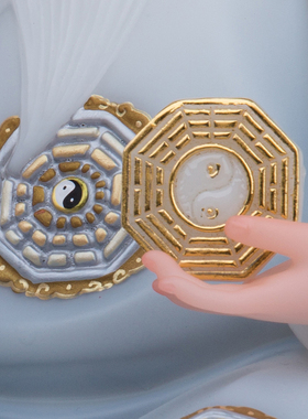 汉白玉鸿钧老祖神像客厅工艺摆件