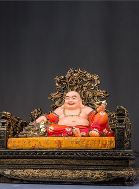 树脂九龙椅弥勒佛佛像工艺品摆件