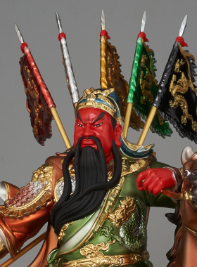 骑马关公像树脂金缕彩武财神