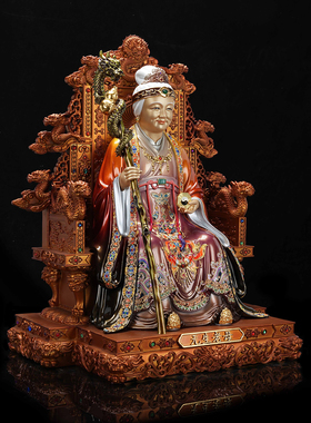 全铜彩绘九龙椅无生老母供奉神像