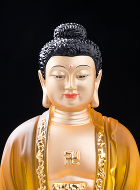 东林寺阿弥陀佛像树脂贴金供奉