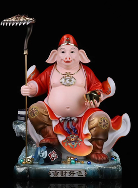 树脂彩绘猪八戒供奉摆件