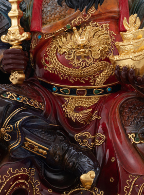 康盛武财神赵公明黄铜供奉摆件