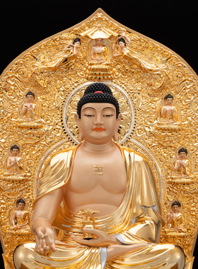 康盛黄铜供奉摆件东方三圣佛像