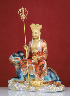 纯铜地藏王菩萨神像中式工艺摆件